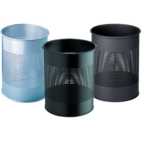 Cestino gettacarte DURABLE cilindrico con superficie perforata 165mm acciaio argento metallizzato - 331023